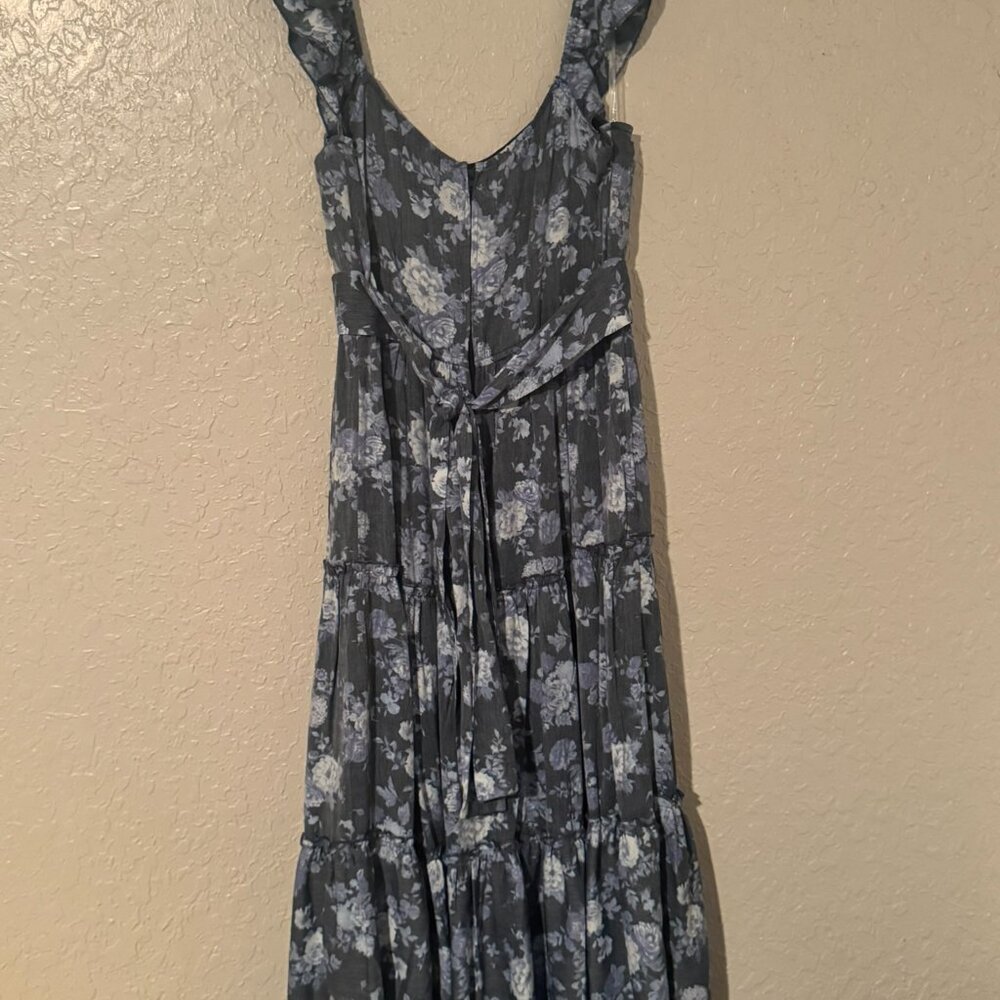 NWT Trixxi for Francesca’s Christabel Blue Floral Midi Dress – Size Large - Picture 4 of 5